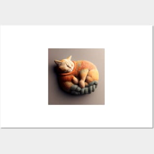 Sleepy Kitty Cat Knitten Kitten Posters and Art